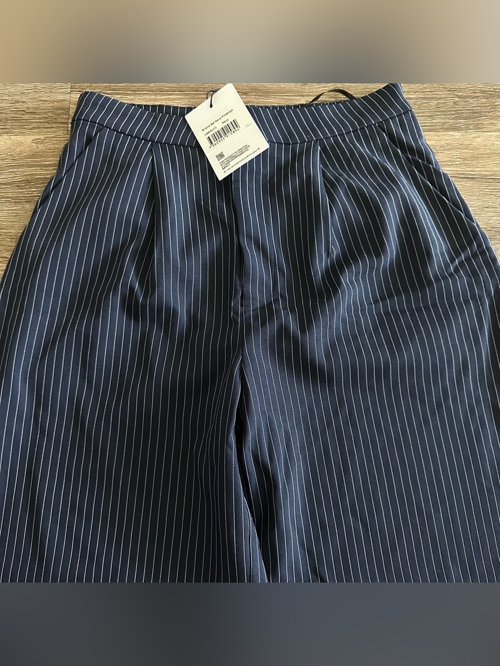 Princess Polly Briana Set Navy Pinstripe Bustier Crop Top & Wide Leg Pant US 6 - Picture 8 of 10